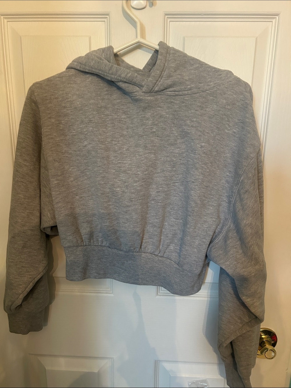 Cropped Gray Hoodie with Ribbed Waist